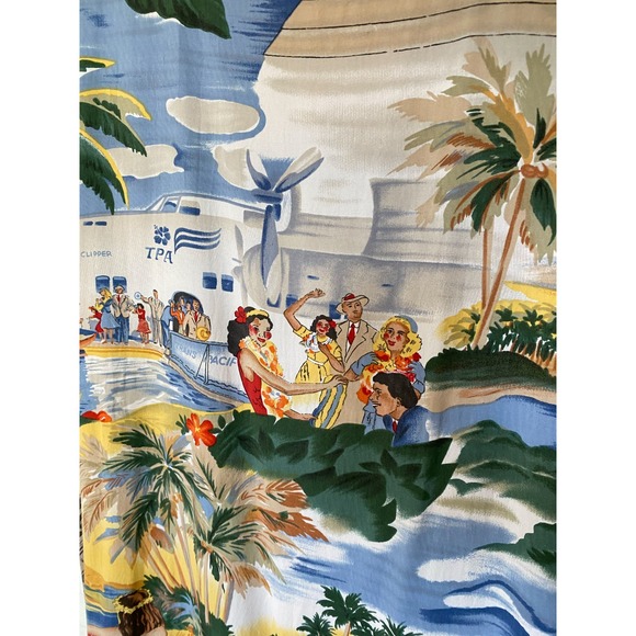 Vintage Reyn Spooner Hawaiian Shift Dress, Tourist TPA Airline Print, size XS-S - Picture 3 of 12